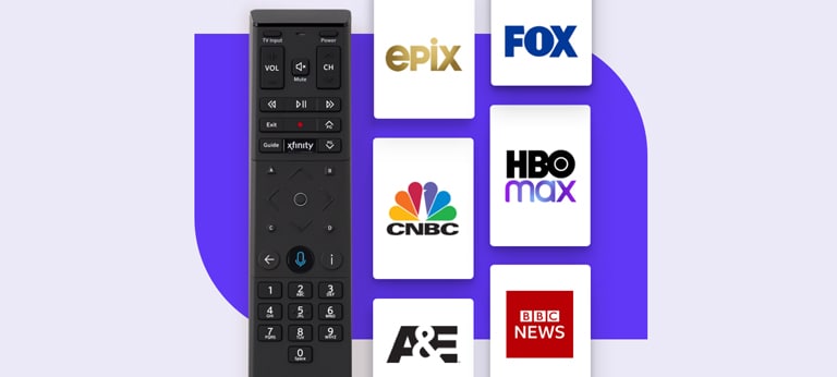 Xfinity remote, epix, Fox, CNBC, HBO Max, A&E, BBC News